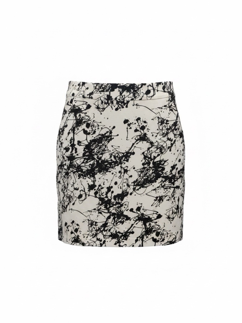White & Black Abstract Print Mini Skirt
